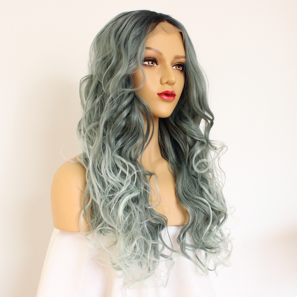 New arrival mixed green color wavy lace front wigs - Picture 4 of 6